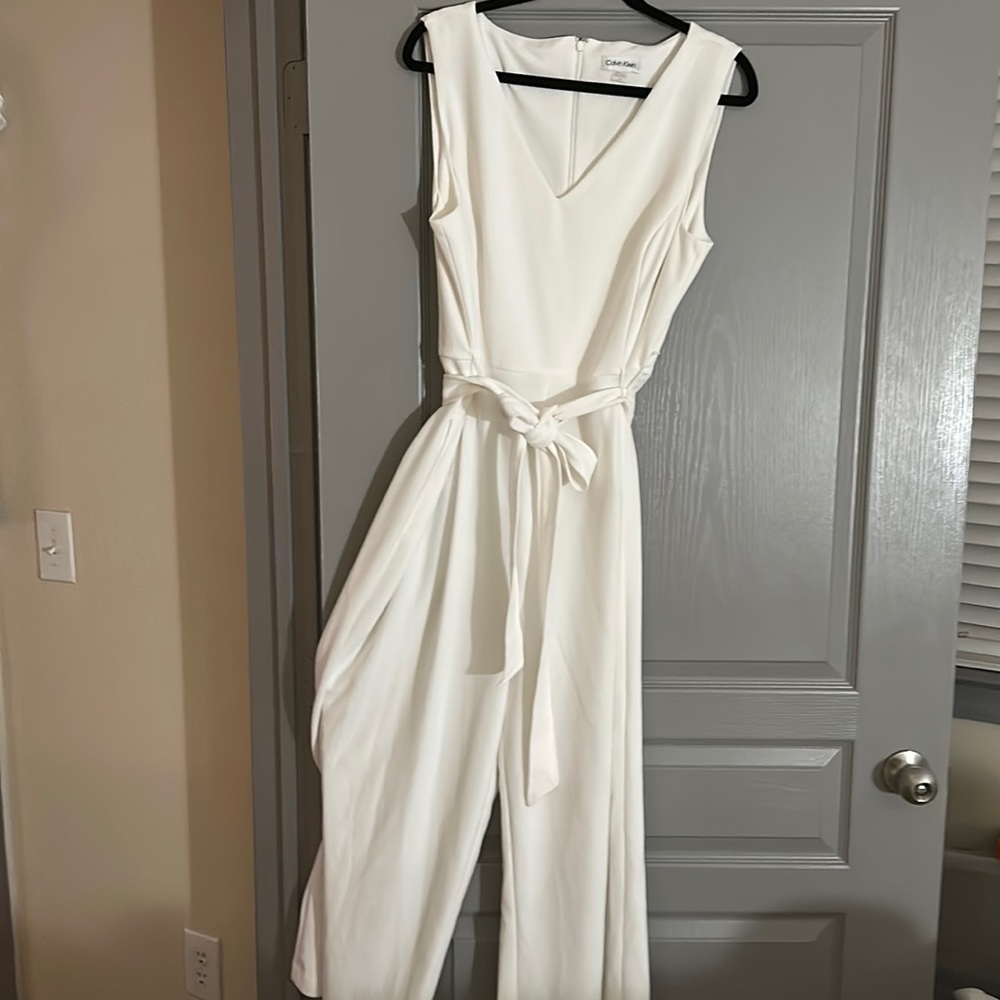 Calvin Klein white sleeveless jumpsuit